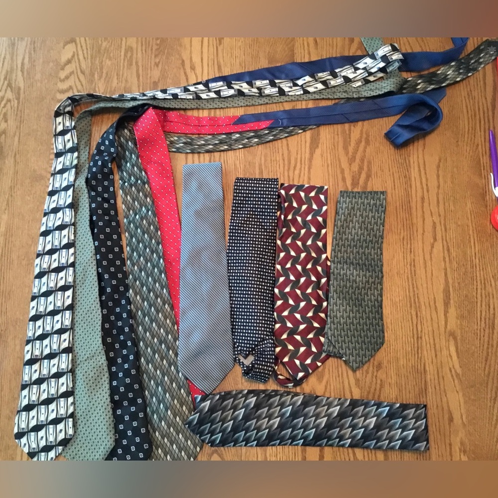 Men's Assorted Neck Tie, 100% Silk, 9 total Quilting crafting
